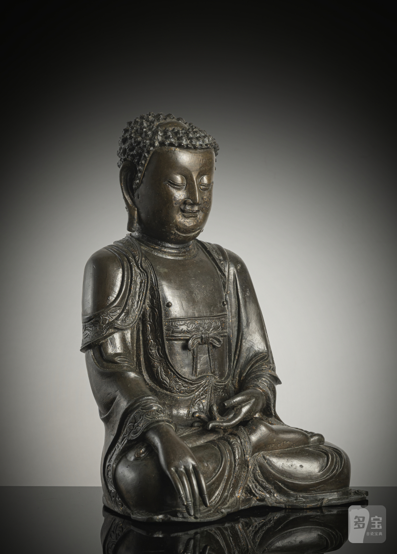 A BRONZE FIGURE OF BUDDHA SHAKYAMUNI - 图2